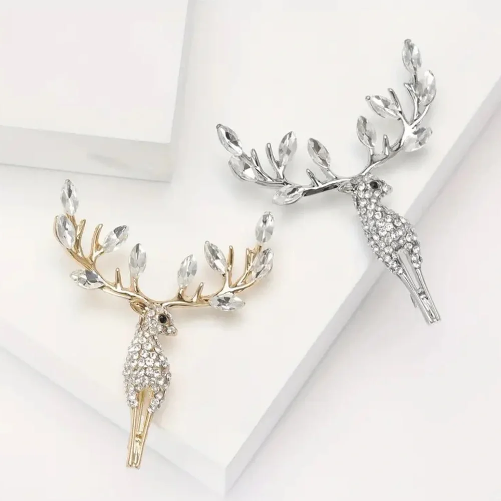 NEW! Elegant Rhinestone Deer Antler Brooch Pin 🦌 Deer Brooch (A0-17)